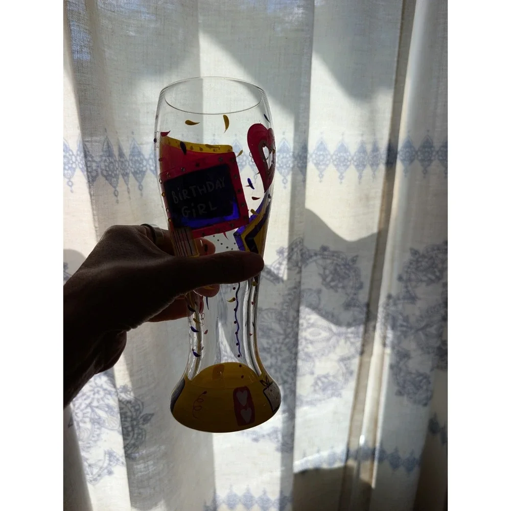 Lolita Birthday Girl 22 Oz Hand Painted Pilsner Beer Glass Rhinestones w Box